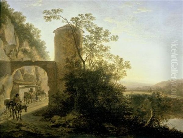 Italianisierte Landschaft Mit Einem Turm by Jan Dirksz. Both