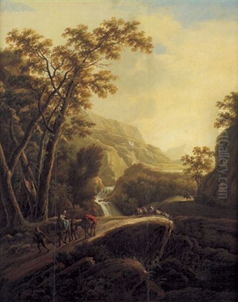 Gebirgige Landschaft Mit Figurlicher Staffage by Jan Dirksz. Both