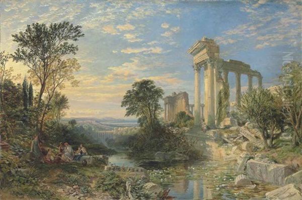 Figures In A Classical Landscape by Samuel Bough