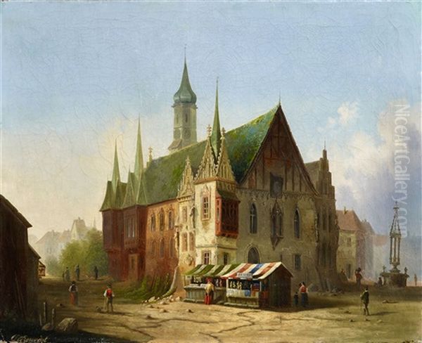 Breslau Town Hall Before 1800 by Carl Josef Alois Bourdet