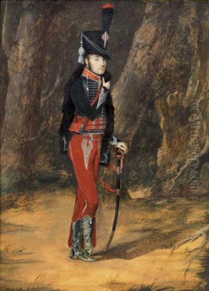 Capitaine De Hussard En Pied by Charles-Guillaume-Alex Bourgeois