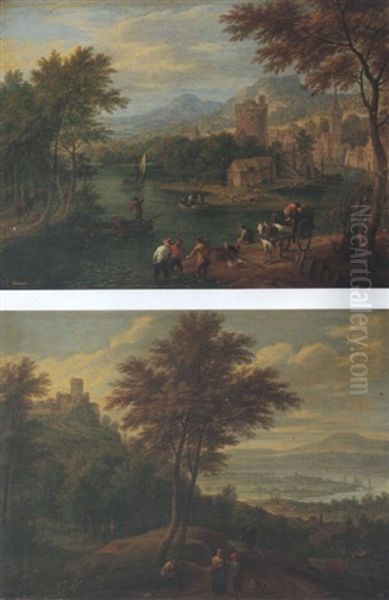 Extensive River Valley Landscape With Fishermen by Pieter Bout