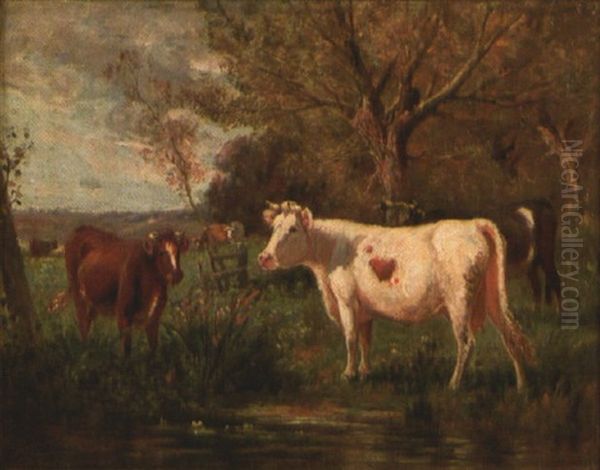 Bucolic Landscape With Cows by Anton Braith