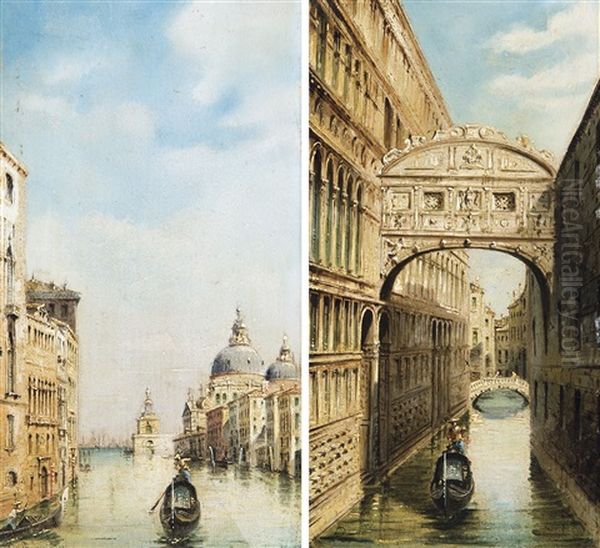 Vue Sur Le Canal Grande A Venise - Vue Sur Le Pont Des Soupirs A Venise (2 Works) by Antonietta Brandeis