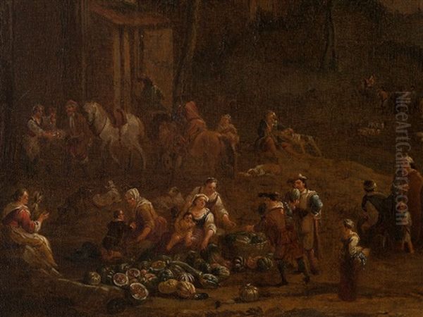 Market Scene by Peeter van Bredael