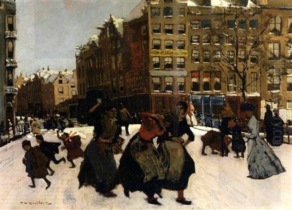 Brug Bij Paleisstraat: Winter In Amsterdam by George Hendrik Breitner