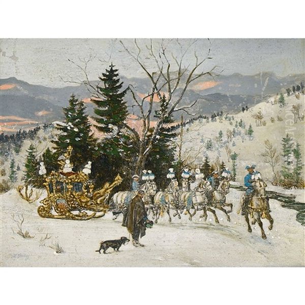 Der Prunkschlitten Von Ludwig Ii. In Den Bayerischen Alpen by Heinrich Breling