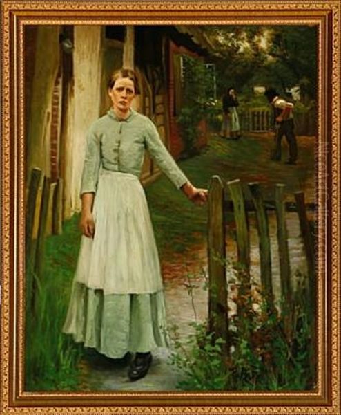 Girl At A Garden Gate by Hans Andersen Brendekilde