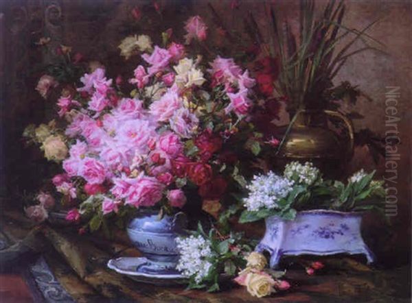 Bouquets Of Roses And Lilies Of The Valley by Claudia-Julia Bret-Charbonnier