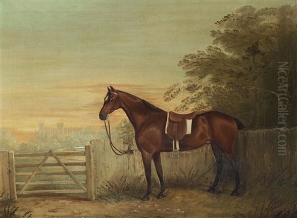 A Bay Hunter With Beverly Minster In The Background by Thomas Walker Bretland