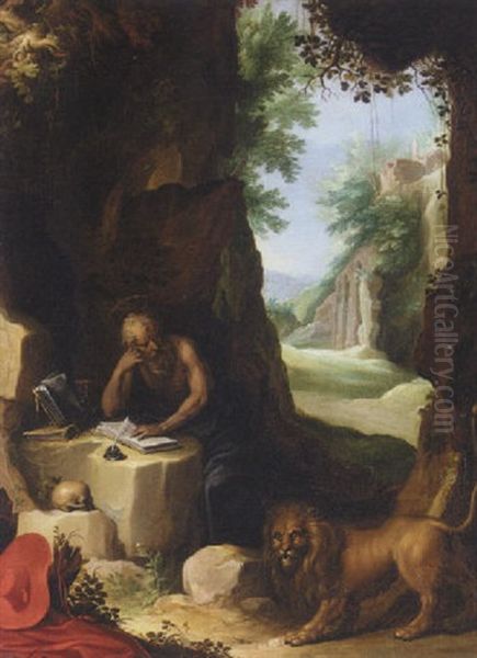 Saint Jerome In A Landscape by Paul Bril