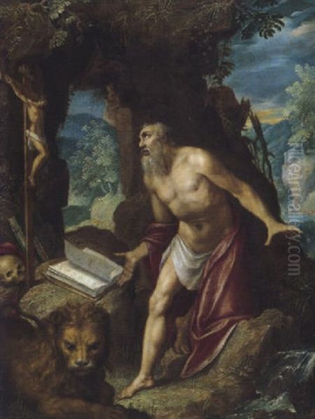 Der Heilige Hieronymus In Einer Landschaft by Paul Bril