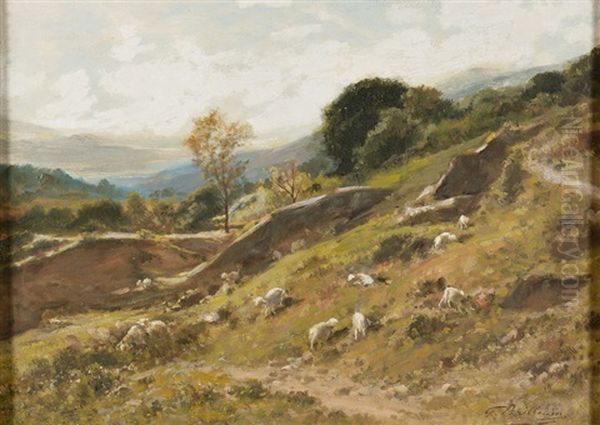 Landschaft Mit Weidenden Schafen by Louis Georges Brillouin