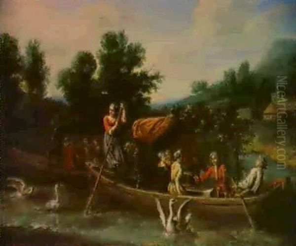 A Merry Company In A Boat - An Allegory Of The Month Of July by Jasper Broers