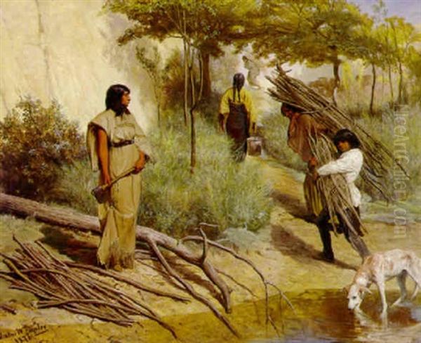 Crow Indian Women Gathering Wood by Valentin Walter Bromley