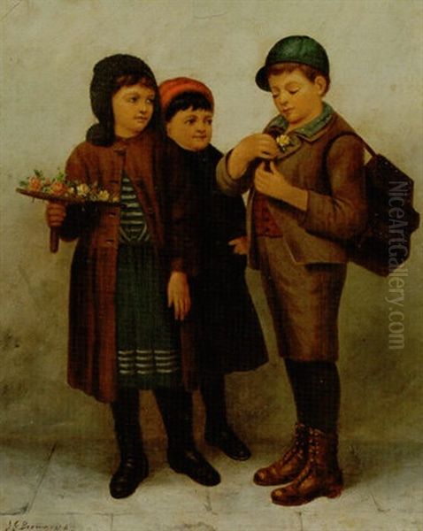 Flower Seller And Shoeshine Boy by John George Brown