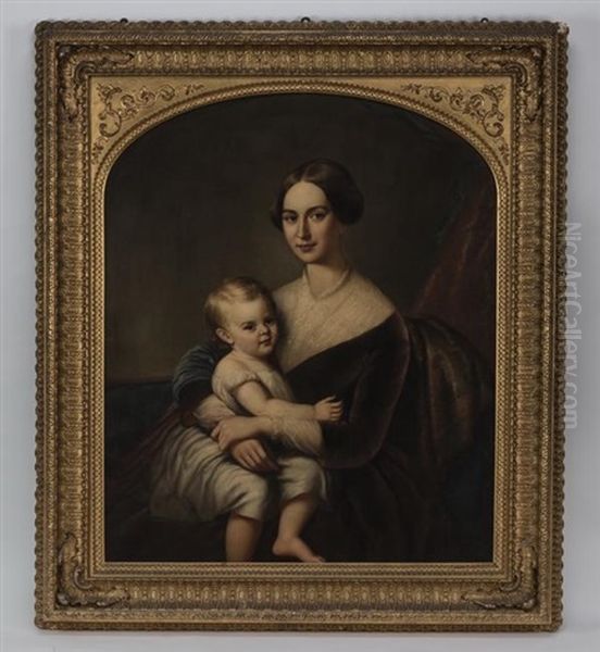 Portrait Of Harriet Douw And Her Son Alexander by Mannevillette Elihu Dearing Brown