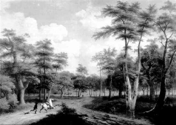 La Croisee Des Chemins Dans La Foret by Lazare (Eleazard) Bruandet