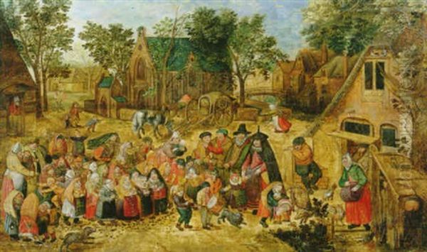 Kinder Spielen Hochzeit Oder Die Pfingsthochzeit by Pieter Brueghel III