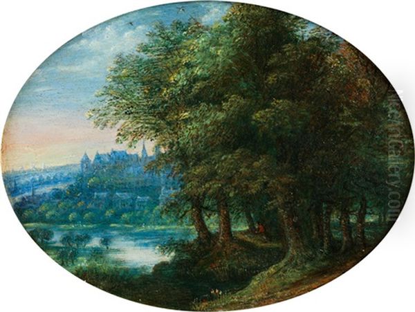 Waldlandschaft Mit Blick Auf Die Prager Burg by Jan Brueghel the Elder