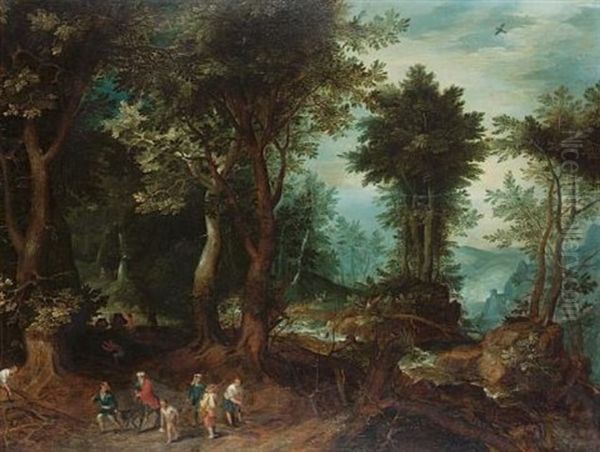 A Wooded Landscape With Abraham And Isaac by Jan Brueghel the Elder