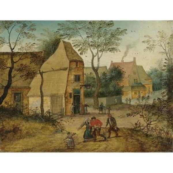 Drunkard Being Taken Home From The Tavern By His Wife by Pieter Brueghel the Younger