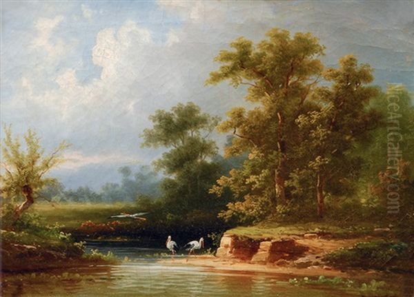 Storks By The River by Coelestin Bruegner