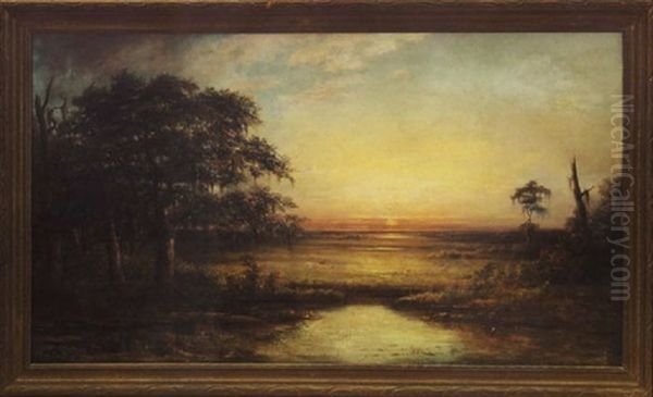 Bayou Landscape At Sundown by William Henry Buck