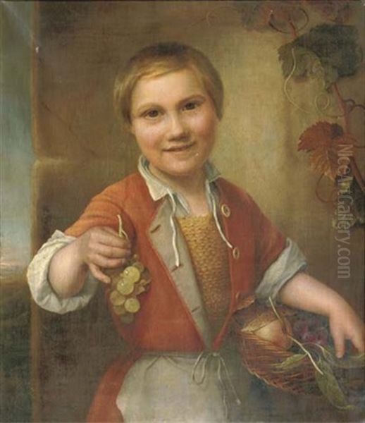 A Little Boy With Grapes by Hendricus-Jacobus Burgers