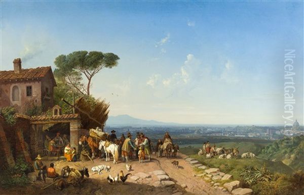 Blick Auf Rom Vom Monte Mario by Heinrich Buerkel