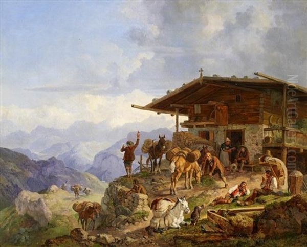 Ankunft Auf Der Alm by Heinrich Buerkel