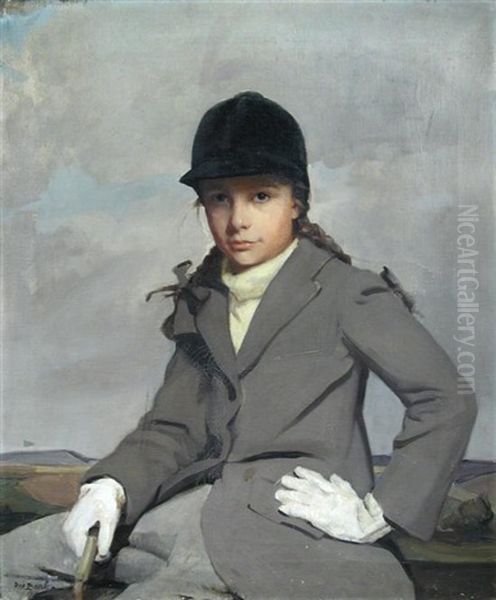 Portrait Of The Brigadier's Young Daughter, A Friend Of The Family, In Riding Jacket, And With Her Plaits In Ribbons by Alice Mary Burton