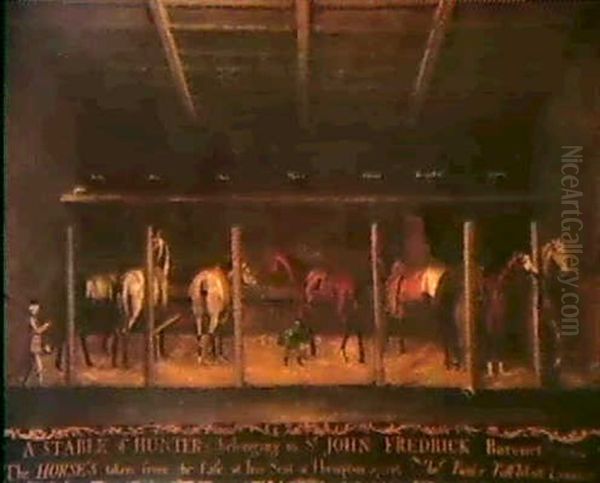 A Stable Of Hunters Belonging To Sir John Frederick, Baronetthe Horses Taken From The Life At His Seat At Hampton by Thomas Butler