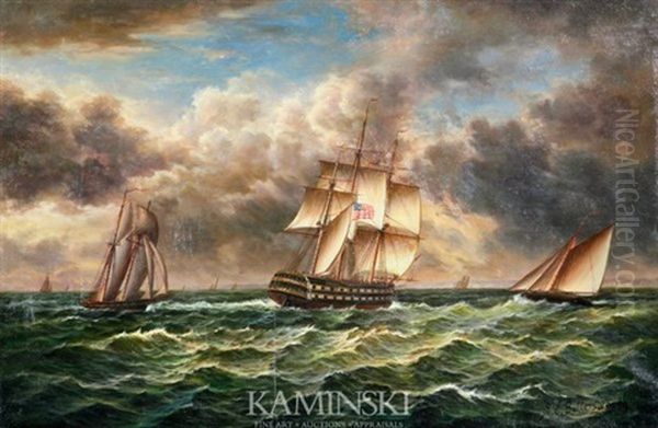 Ships At Sea by James Edward Buttersworth