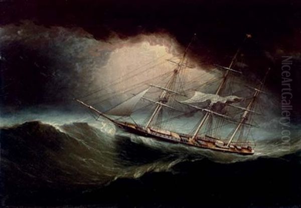 "young America" Battling For Survival Through A Hurricane by James Edward Buttersworth