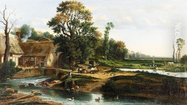 Sommerliche Partie Auf Dem Land by Nicolas Louis Cabat