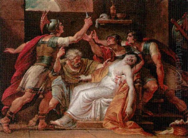 Brutus And Collatinus Swearing Revenge Over The Body Of Lucretia by Giuseppe Cades