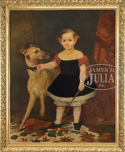 Boy In Black Dress With Greyhound Dog by James H. Cafferty