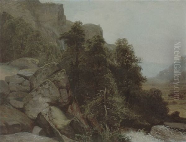 Landschaft Im Rhonetal Bei Vemayez by Alexandre Calame