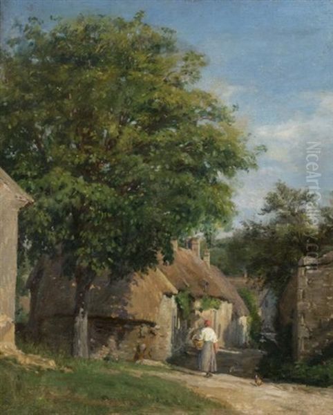 Fermiere En Normandie by Adolphe Felix Cals