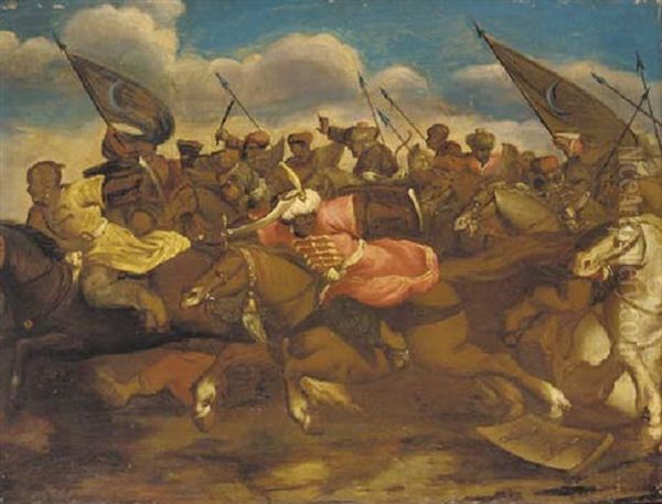 Turks In A Cavalry Charge by Antonio Calza