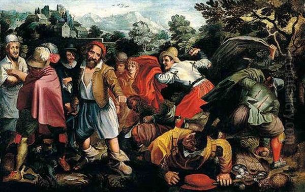 Peasants Brawling In A Landscape by Vincenzo Campi