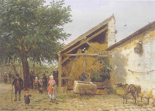 Scene Dans Une Cour D'auberge by Giuseppe Canella I