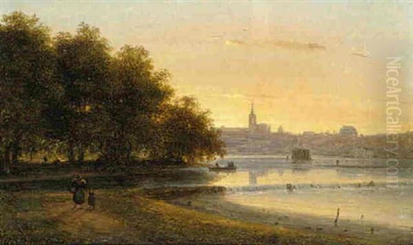 The River At Sunset by Giuseppe Canella I