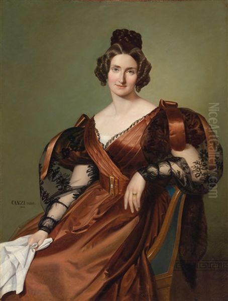 Bildnis Einer Dame In Einem Eleganten Kleid by August Alexius Canzi