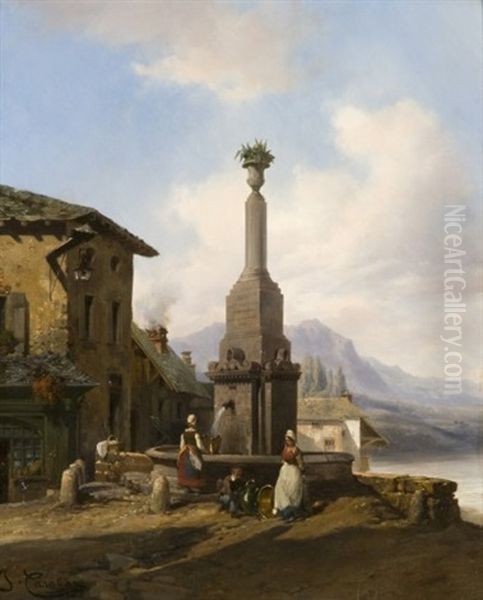 Vue De Montmelian Avec La Colonne Pillet-will by Jacques Francois Carabain