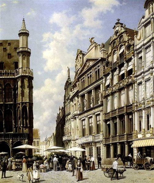 Vue De La Grande Place A Bruxelles by Jacques Francois Carabain