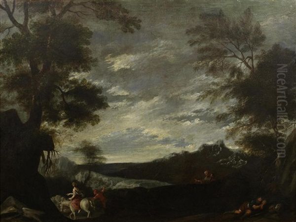 Figures In A Mountainous Landscape by Annibale Carracci