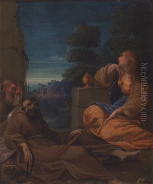 Sainte Madeleine Et Saint Francois D'assise Dans Un Paysage by Ludovico Carracci