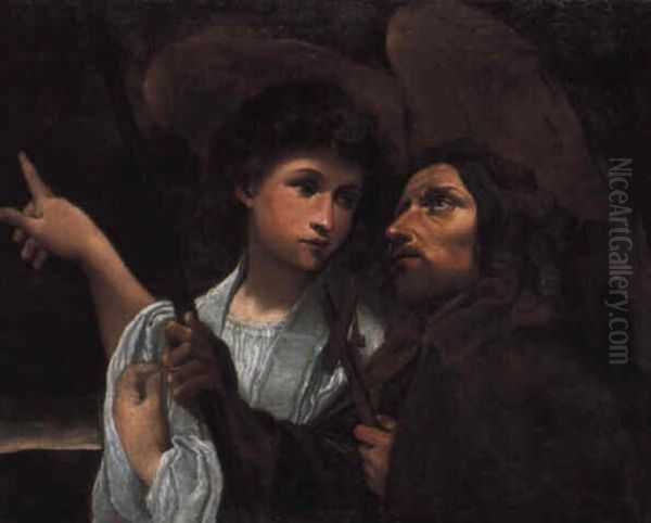 A Pilgrim Saint And An Angel by Ludovico Carracci